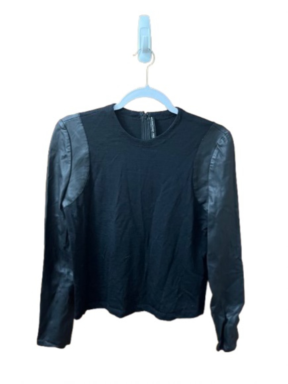 Balenciaga Contemporary Lamb Leather & Virgin Wool Long Sleeve Top
